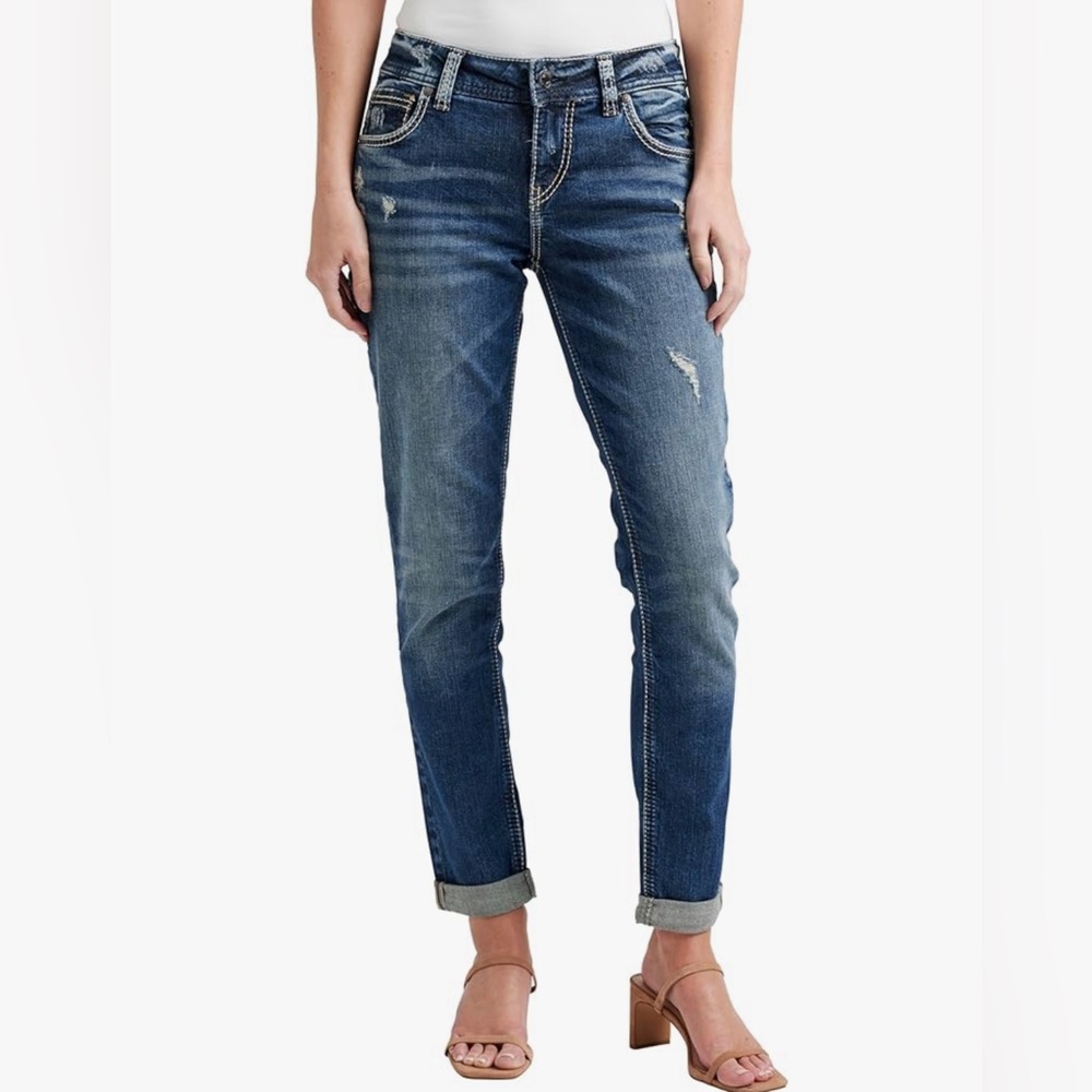 Silver Jeans Co. Women's Girlfriend Mid Rise Skinny Jeans 31x29